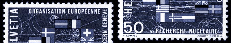 Stamp in CERN's honour, issued by the Swiss Post Office in 1966